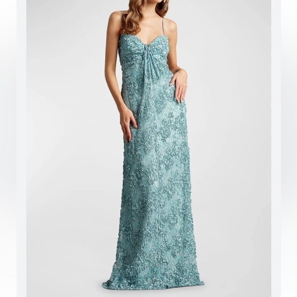 SHO Sleeveless Sweetheart Gown Sequin Ruffle SBUK22260L Ice Blue Size 12 NWT - Picture 1 of 10